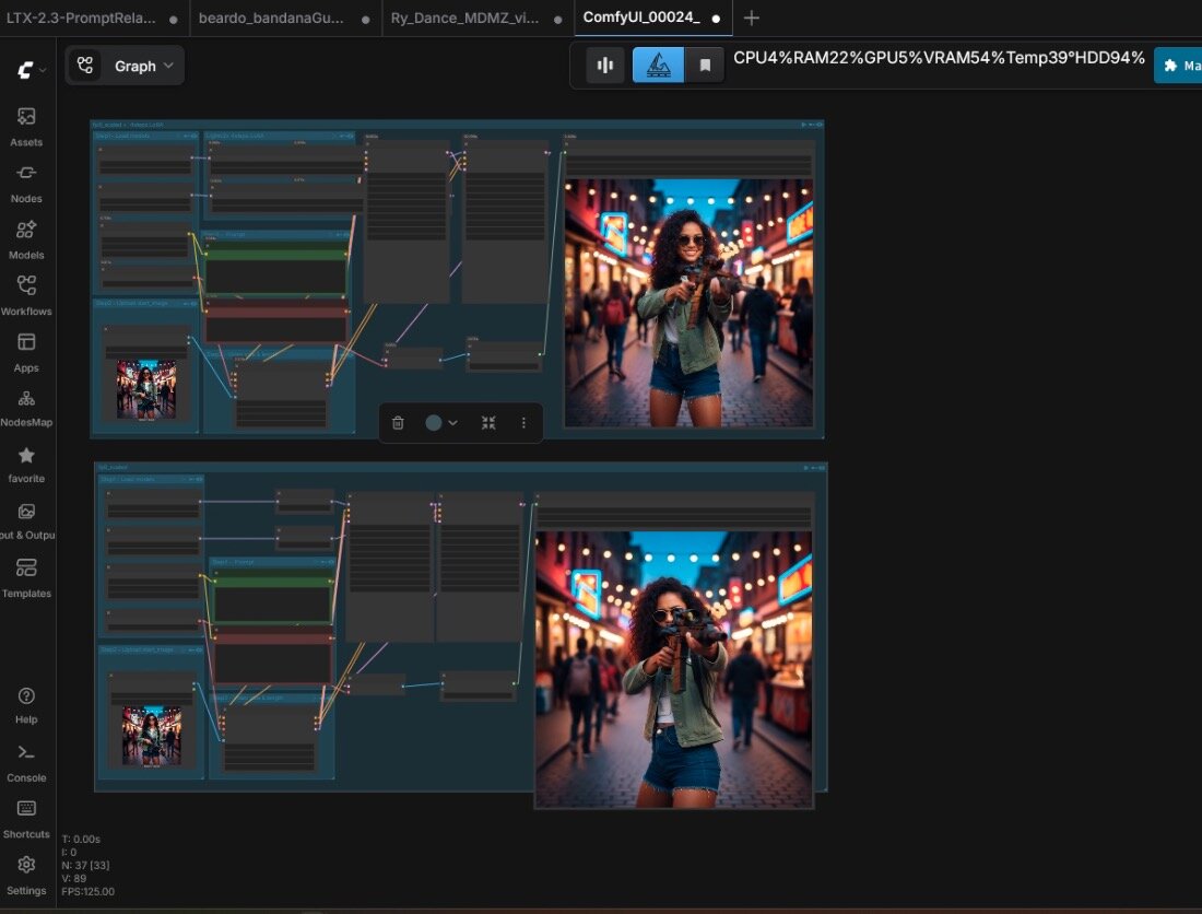 ComfyUI image-to-animation workflow graph